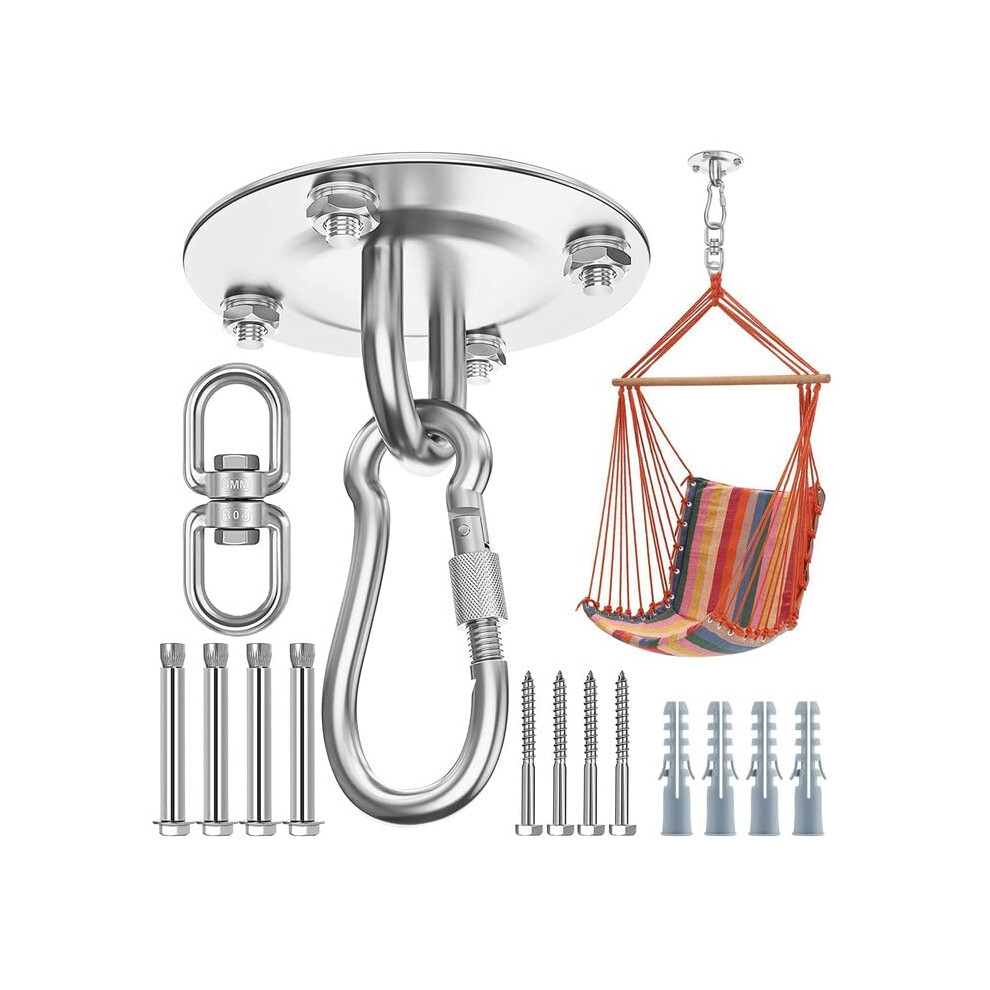 Heavy Duty Swing Hangers 360Rotate Heavy Duty Hooks for Hanging 304 Stainless Steel Swivel Hammock Hooks Swing Hook for Ceiling Wooden Porch, Gym