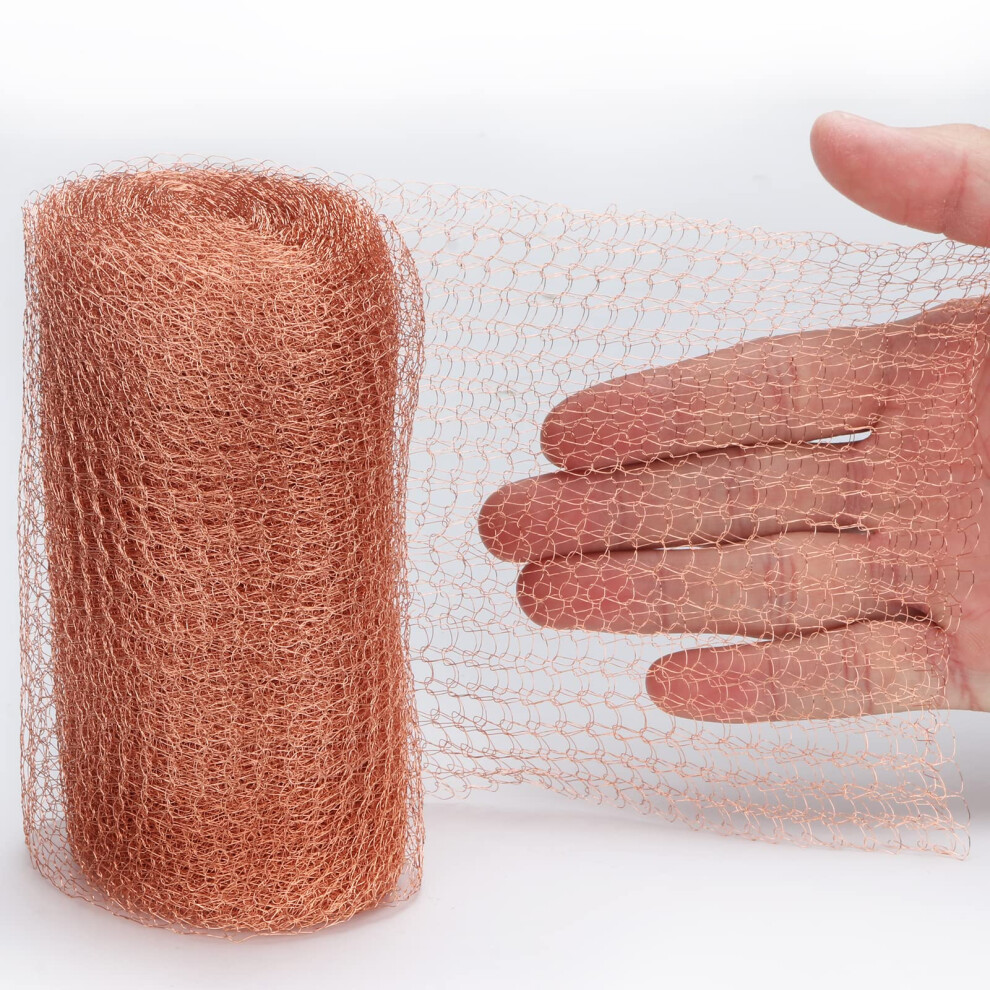 Copper Mesh 6m 20 Feet, Copper Wire Rodent Mesh, Wire Mesh Copper Tape Slug Repellent Mouse Mesh Control, Plant Protector for Bat Birds Snails Pigeon