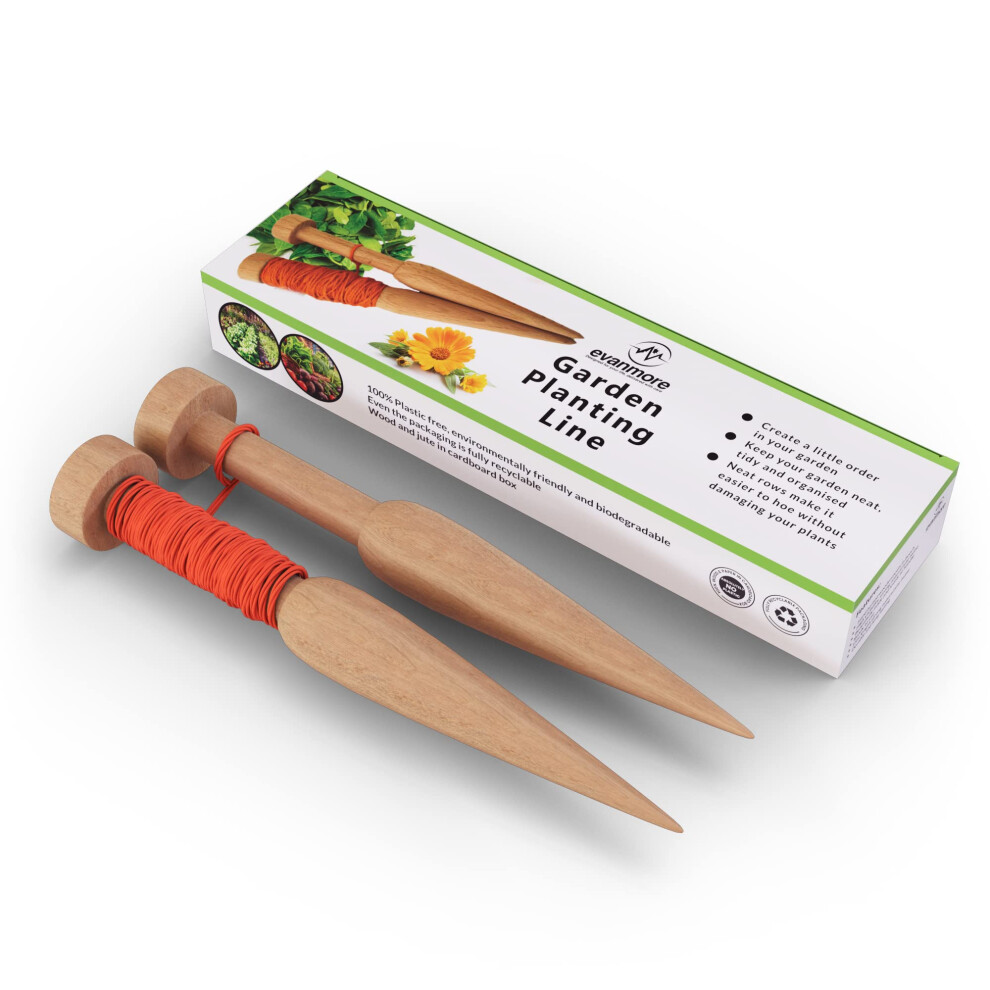 Garden Planting Line Wooden Row Marker 15m Wood Gardening Allotment Plant Lines Twine Cord Pegs Pins Gift Box Set-image-OPC-PF95PFW-NEW