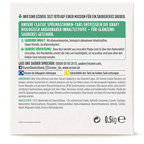 Ecover Classic Dishwasher Tablets, Lemon & Lime, 70 Tablets, 0.5KG 1