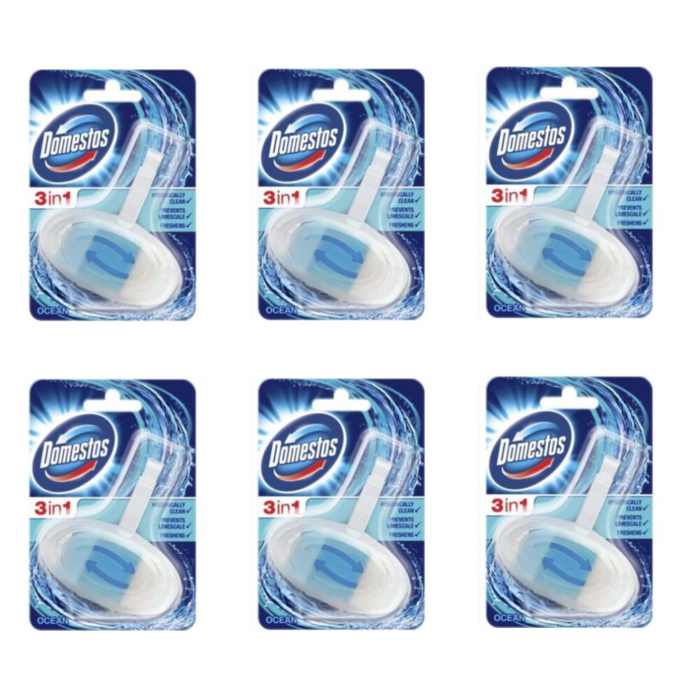 Toilet Rim Block 3 in 1 Ocean Bathroom Cleaning Limescale Freshen Scent (6 Packs)