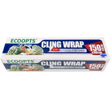 Cling Film with Dispenser & Cutter | Microwave & Freezer Safe Catering Cling Film | 30cm x150m(The slide cutter stored in The inner core of The roll)