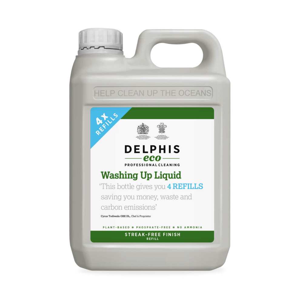 Delphiseco Delphis Eco Washing Up Liquid 2L Refill | Natural Washing Up Liquid | Eco Friendly Washing Up Liquid Bulk Buy | 2 Litre Refill