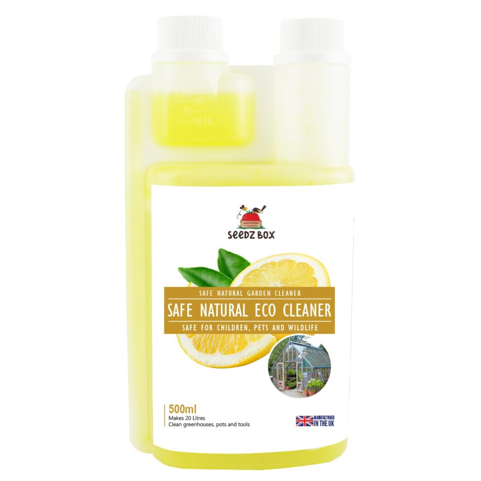 Seedzbox Natural Citrus Lemon Cleaner 500Ml - Makes 20 Litres - Cleans Degreases Kitchen Surfaces Grills Oven Bathroom Floor - Window Glass Greenhouse Tools