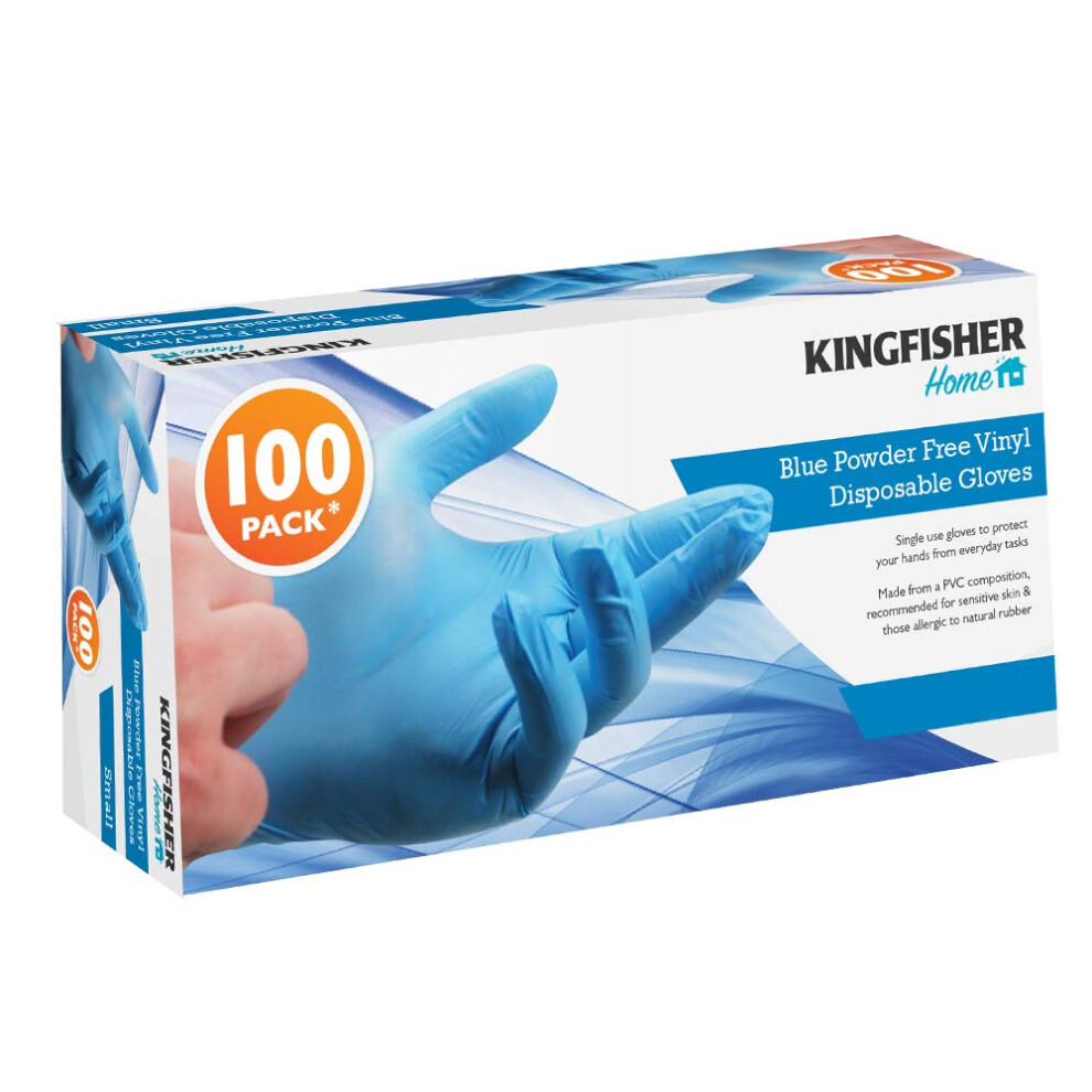 Powder Free Vinyl Gloves, Blue, Medium - Pack of 100