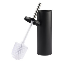 LA059451BLKFEU7 Toilet Brush and Holder Set - Bathroom Toilet Bowl Cleaning Brush with Stiff Bristles Hygiene Holder with Lid Slim for Easy Storage