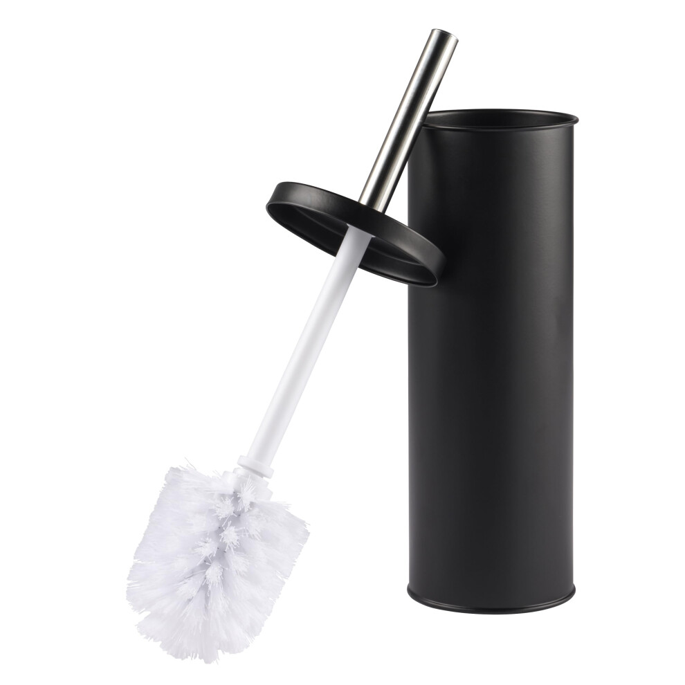 LA059451BLKFEU7 Toilet Brush and Holder Set - Bathroom Toilet Bowl Cleaning Brush with Stiff Bristles Hygiene Holder with Lid Slim for Easy Storage