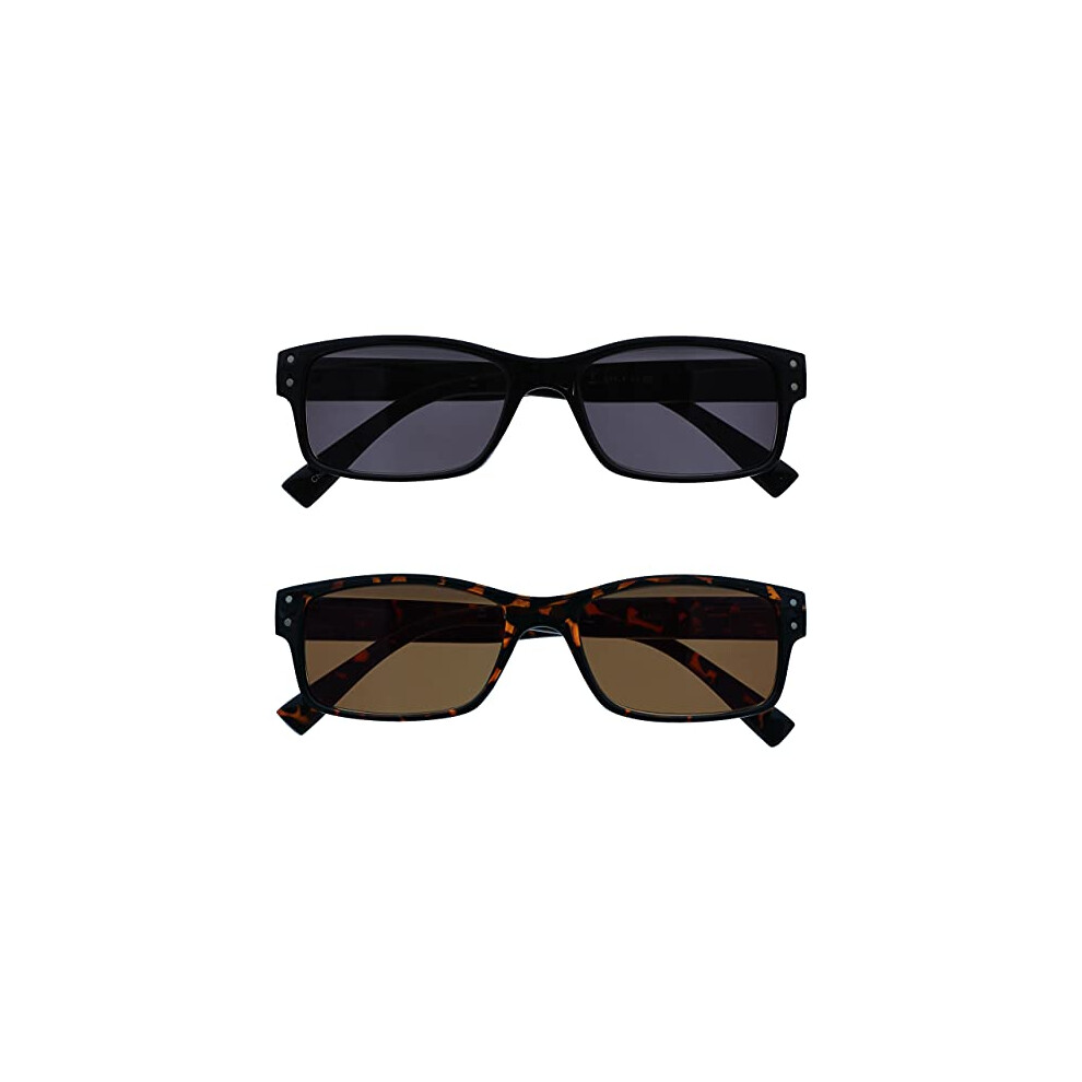 The Reading Glasses Black/Brown Company 2 Pack Mens Large Tortoiseshell Sun Readers Uv400 Spring Hinges Ss11-12 +1.50