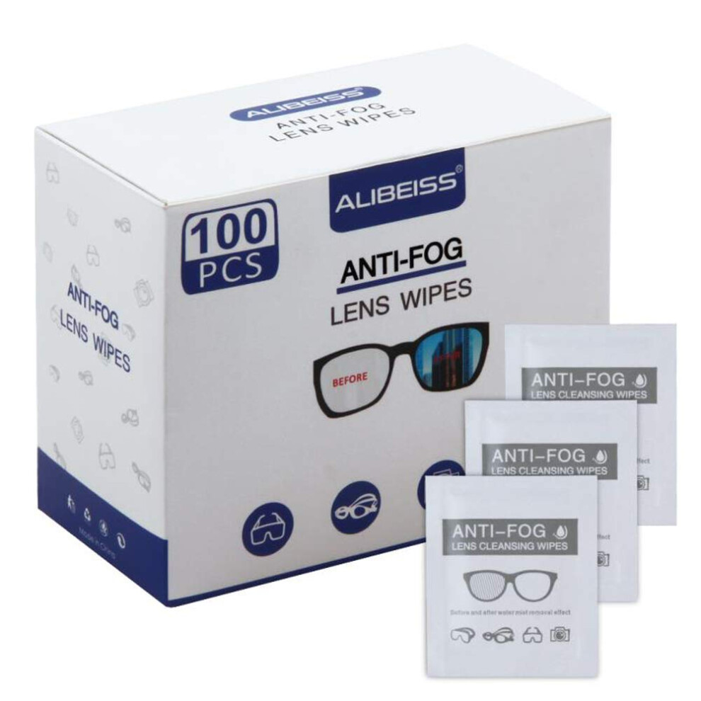Alibeiss Anti Fog Wipes For Glasses Pre-Moistened Anti-Fog Len Wipes,6" X 5", Pack Of 100