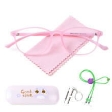 Children's Blue Light Blocking Glasses with Case - Clear Pink, Lightweight TR90 Frame, Anti-Blue Light for Ages 5-13