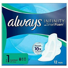Infinity Normal (Size 1) Sanitary Towels with Wings, 12 per pack (PACK of 3)