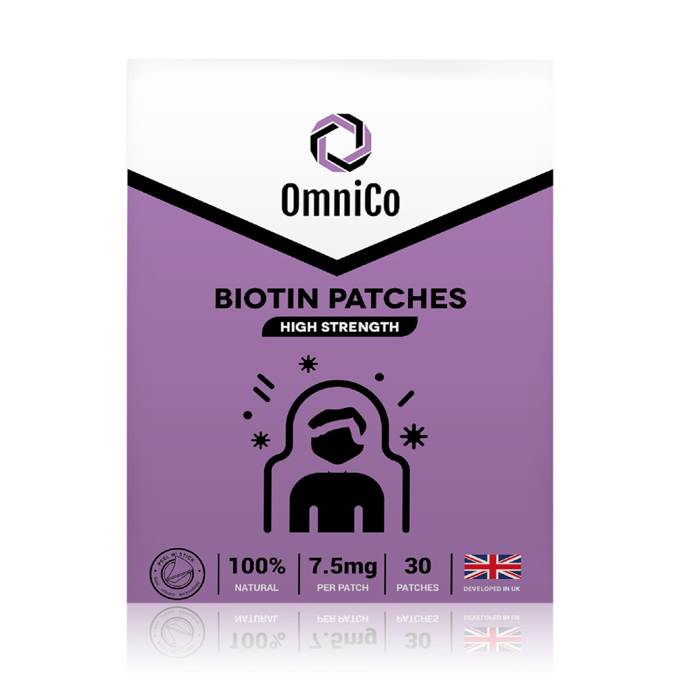 Biotin Topical Patches – 30 Patches, 3cm x 3cm, Water Resistant Biotin Patches with Vitamins A, C, E, D3 & Zinc, Vitamin Skin Patches for Hair, Skin