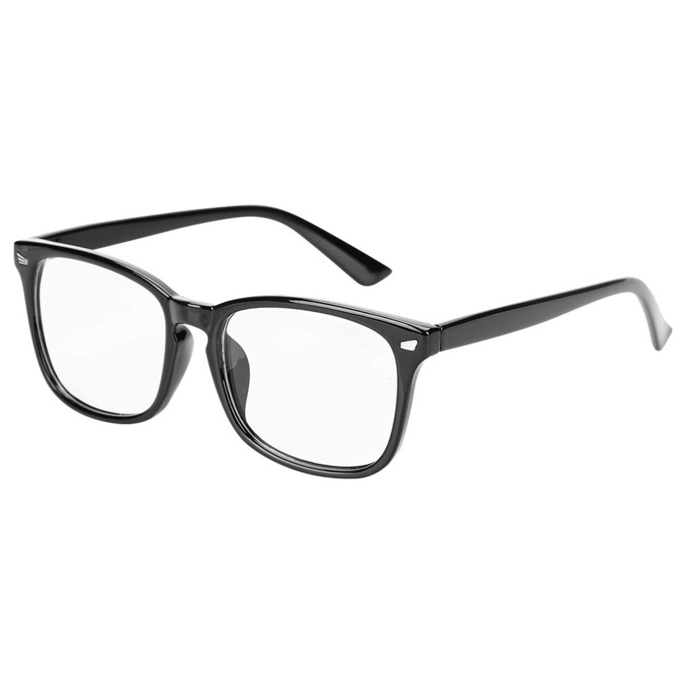 Xinchia Retro Reading Eyeglasses Non-Prescription Plastic Eyeglasses Frame With 0 Magnification Clear Lenses Comfort Spring Hinges Vintage Spectacles Stylish