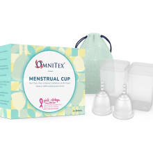 2pk Omnitex Menstrual Cups for Breast Cancer | 100% Pure Medical Grade Silicone | Safe Eco-Friendly Tampon & Pad Alternative | Non-Toxic ISO10993