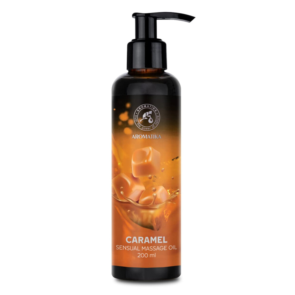 Aromatika Trust The Power Of Nature Caramel Sensual Massage Oil For Couple 200 Ml - Edible & Kissable Massage Oil - Blend Of Almond And Grapeseed Oils - Body Oil For Him & Her - For
