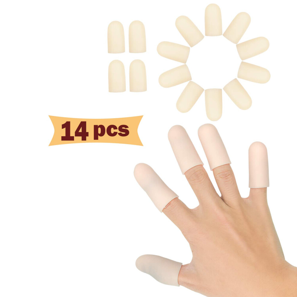 Pnrskter Finger Protectors, Gel Finger Cots 14 Pcs Finger Bandage, New Material Finger Support Thumb Protector For Trigger Finger, Hand Eczema, Finger Cracking