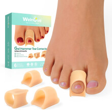 Hammertoe Corrector - 6 Pack Toe Splints - Soft Gel Toe Straighteners - Realign Bent, Curled, Crooked, Claw, Hammer Toes - Toe Corrector for Men and