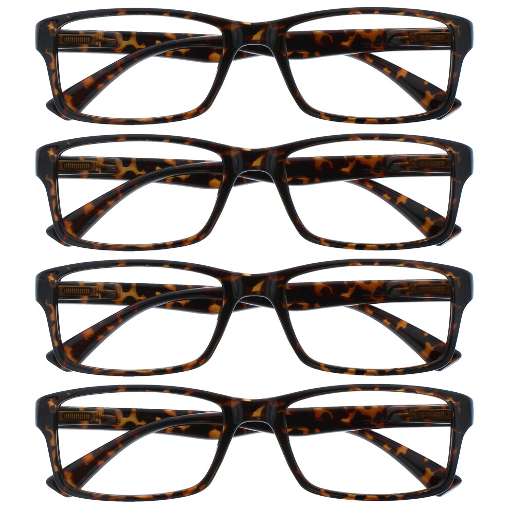 Opulize Brown The Reading Glasses Company Tortoiseshell Readers Value 4 Pack Designer Style Mens Womens Rrrr92-2 +3.50