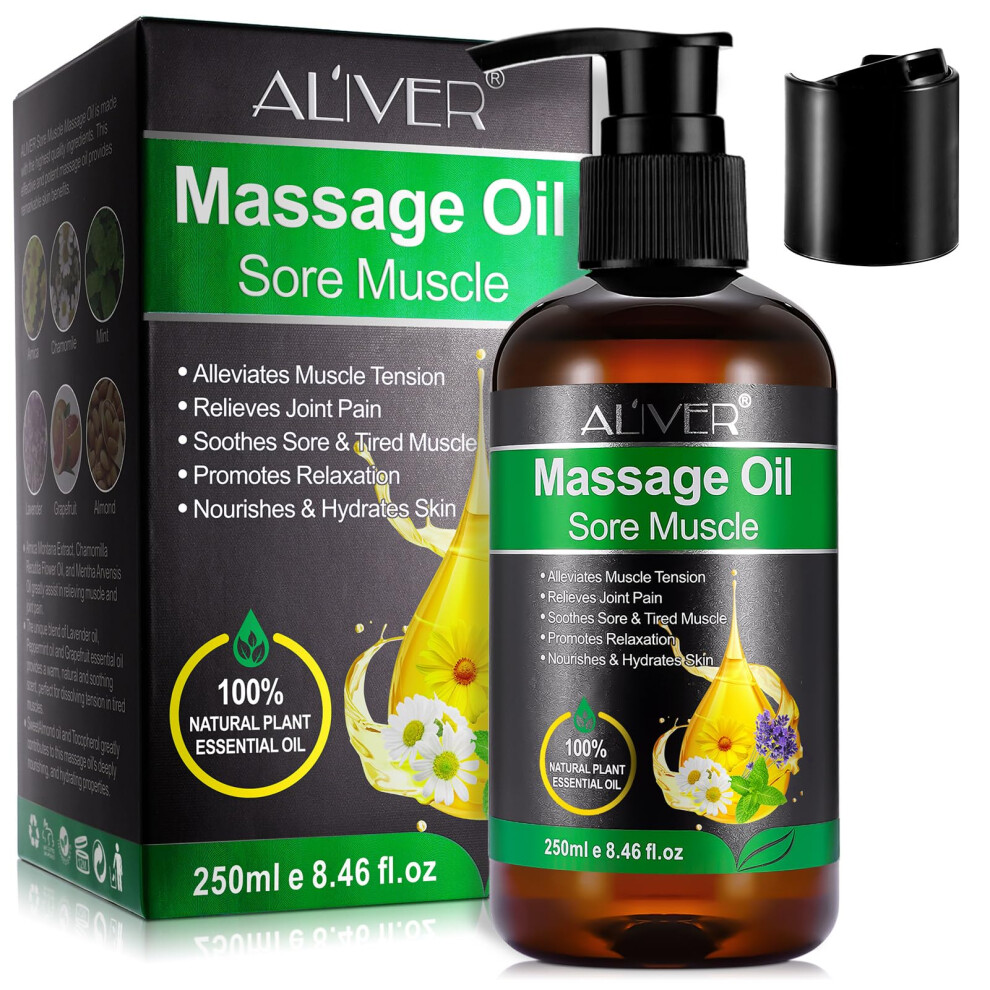 Massage Oils for Massage Therapy 250ML Massage Oil for Muscle Pain Relief, Warming, Relaxing - Sports Massage Oil for Improved Recovery and Deep