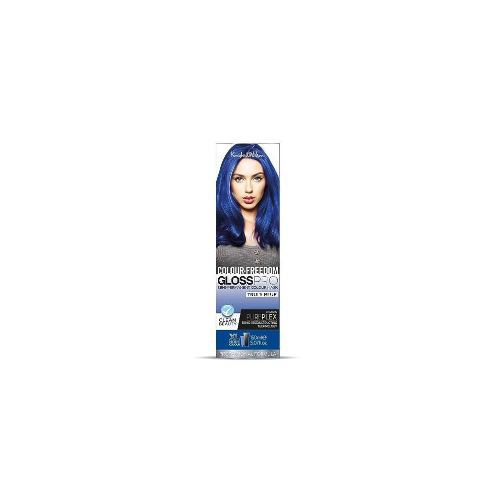 Knight & Wilson Blue Colour-Freedom Gloss Pro 150Ml Truly Semi-Permanent Hair Colour - Ultra-Vibrant Vegan Colour Mask With Pureplex | Ammonia Free Colour Lasts Up To