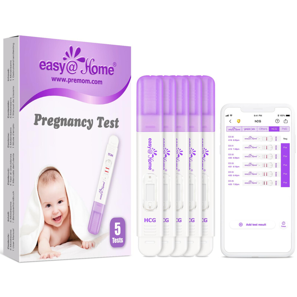 Easy@Home Pregnancy Test Detection: 5 X Highly Sensitive 10 Miu/Ml Hcg Pregnancy Test Pack - Early Pregnancy Test Kit For Accurate Home Fertility Testing