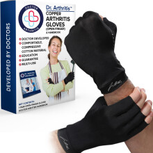 Arthritis Copper Compression Gloves for Women and Men, Carpal Tunnel Gloves, Hand Brace for Arthritis Pain and Support (Black, Medium)