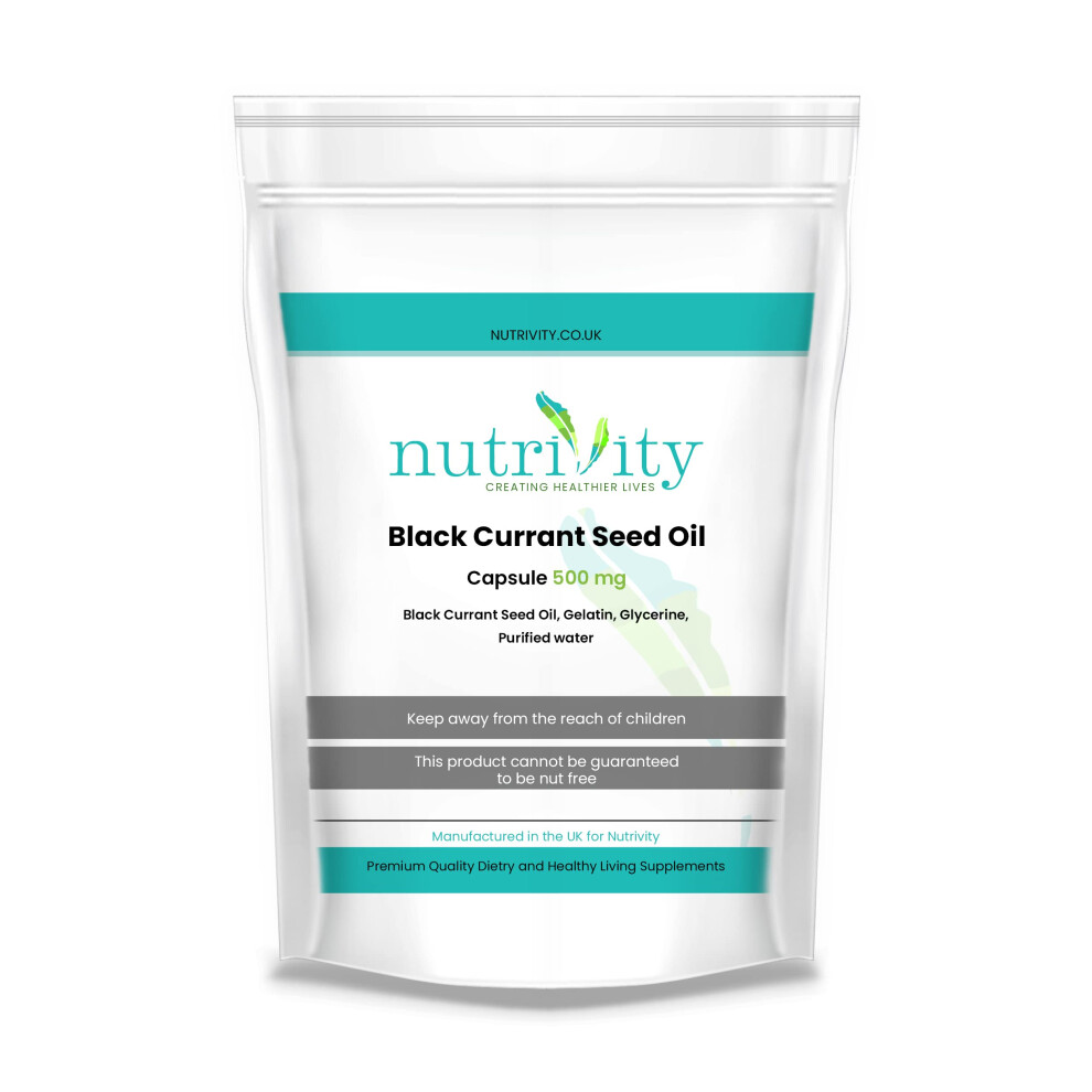 Blackcurrant Seed Oil 500mg Softgel Capsules Natural Supplement by Nutrivity (60)