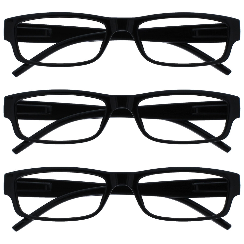 Opulize Black The Reading Glasses Company Lightweight Comfortable Readers Value 3 Pack Designer Style Mens Womens Uvr3pk032 +2.50