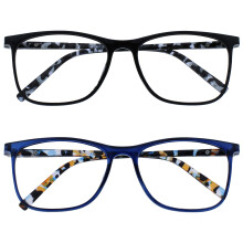 Arc 2 Pack Large Reading Glasses Black Blue Patterned Mens Womens RR66-13 +2.50