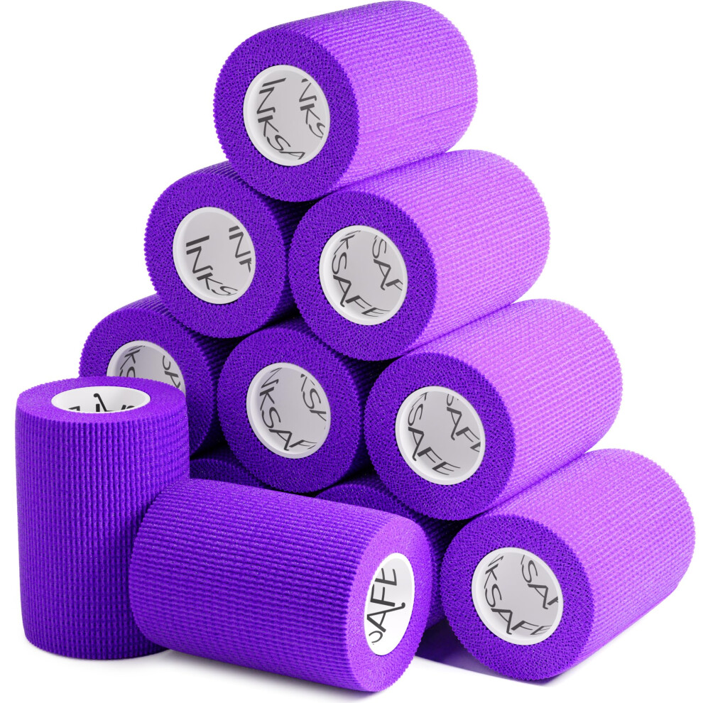 Inksafe Purple Self Adherent Cohesive Bandages 7.5Cm X 4.5M Box Of 12 - Uses Include Vet Wrap, Tape For Human Wrist And Ankle Sprains And Sports Injuries