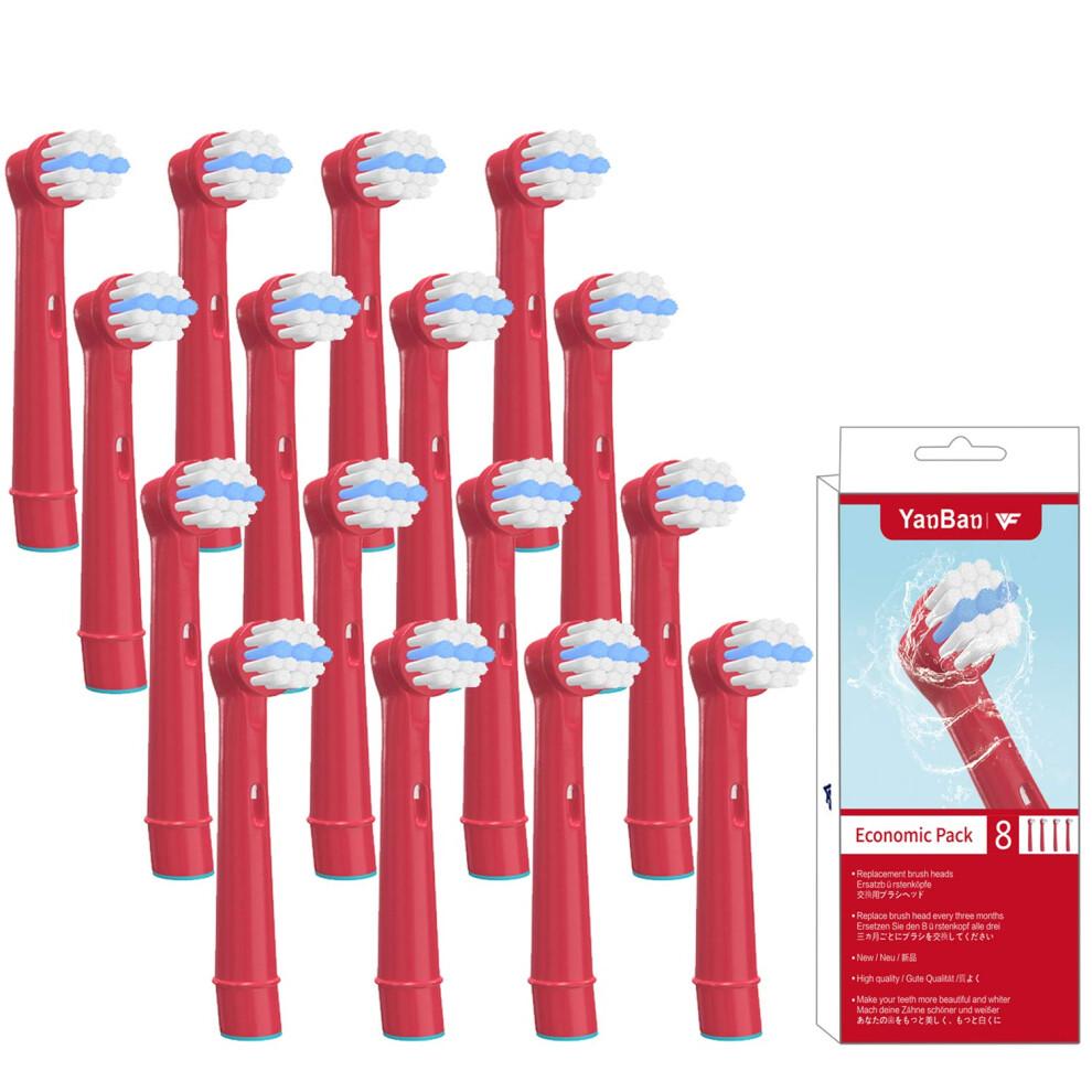 Yanban 16Pcs Kid's Toothbrush Head Compatible With Oral B Children Replacement Brush Heads For Braun Electric Rechargeable Toothbrush Sensitive Clean,