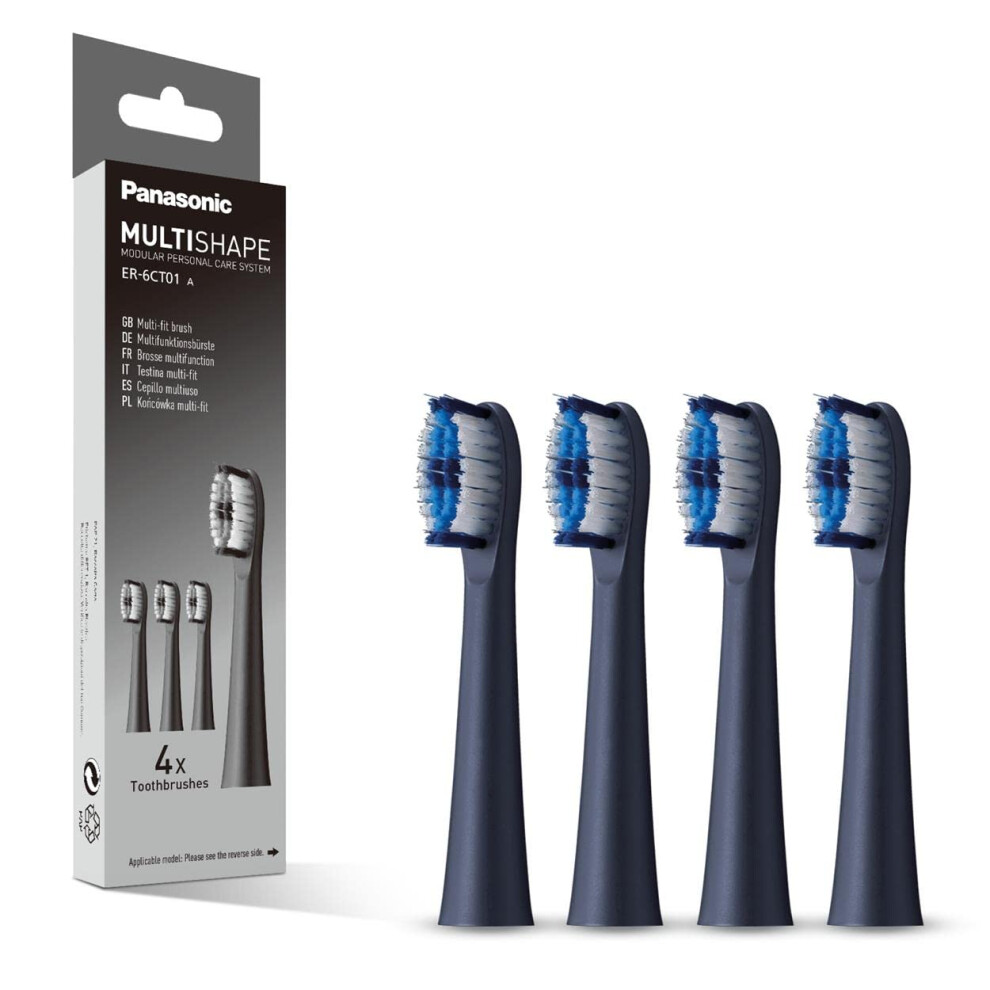 ER-6CT01 Wet and Dry Electric Toothbrush Head Replacement with Multi-fit Brush (x4), Compatible with MULTISHAPE Modular Personal Care System