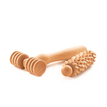 Facial Massager Face Neck Shoulder Facial Massage Device Head Massager Roller with Handle Maderotherapy Derma Roller Set Made of Wood - 1