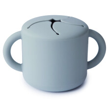 mushie Siliconen Snackbeker | Vlekvrije Voedselcontainer voor Peuters en Baby's (Poederblauw)