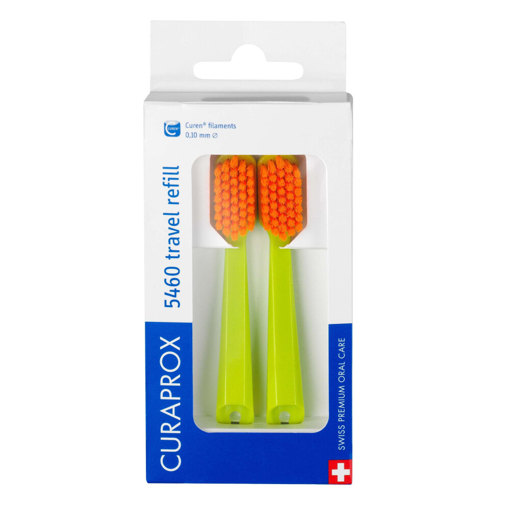 CS 5460, refill for travel toothbrush Travel-Set, green-orange, 2 pieces