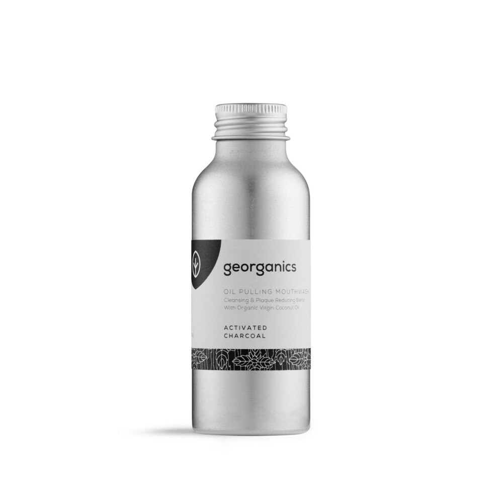 Georganics Whitening Oil Pulling Mouthwash - Activated Charcoal - Plaque-Reducing Coconut Oil Blend - 100% Natural Ingredients - Sls, Glycerine & Fluoride Free