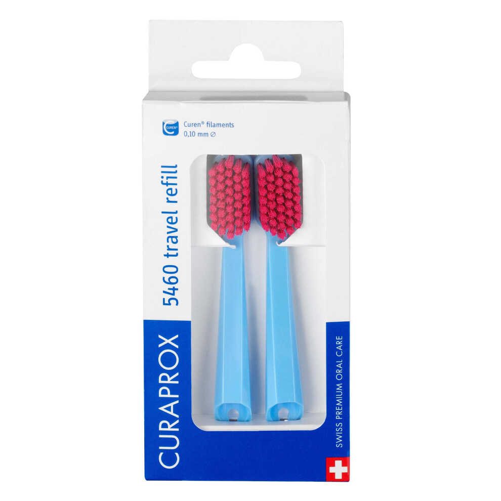 Curaprox Cs 5460, Refill For Travel Toothbrush Travel-Set, Blue-Red, 2 Pcs.