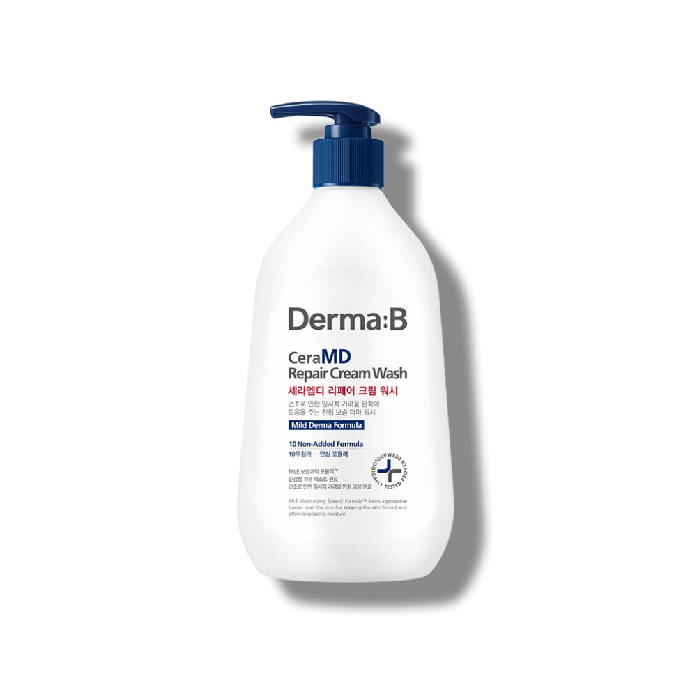Derma B Ceramd Repair Cream Wash, Unscented Fragrance Free Creamy Face & Body Cleanser For Dry Sensitive Itchy Skin, Deep Moisture Paraben-Free Body Wash,