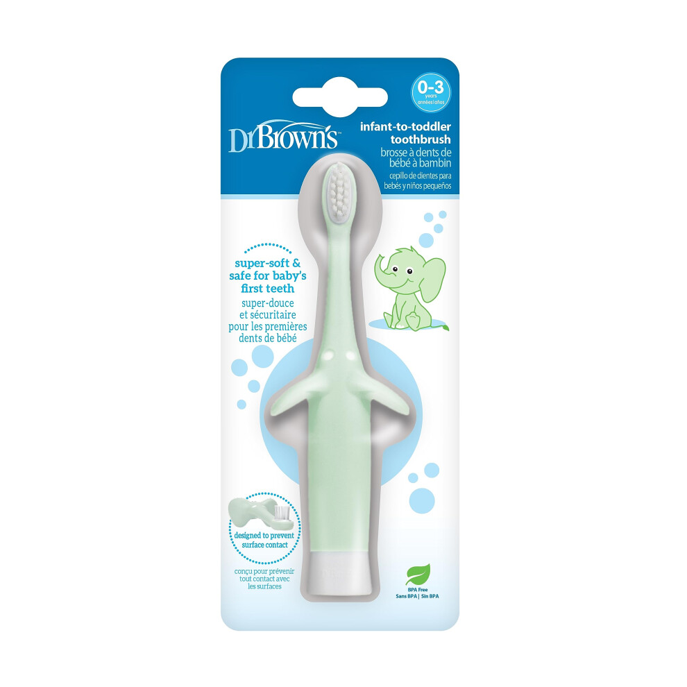 Infant-to-Toddler Toothbrush, Elephant, Mint, 0-3 Years