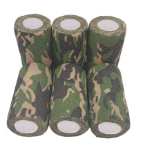 Pinto Med - Cohesive Bandage Stretched - CAMOUFLAGE GREEN ARMY - 6 Rolls x 10cm x 4.5m Self-adhesive Flexible Bandages, Professional Quality, First