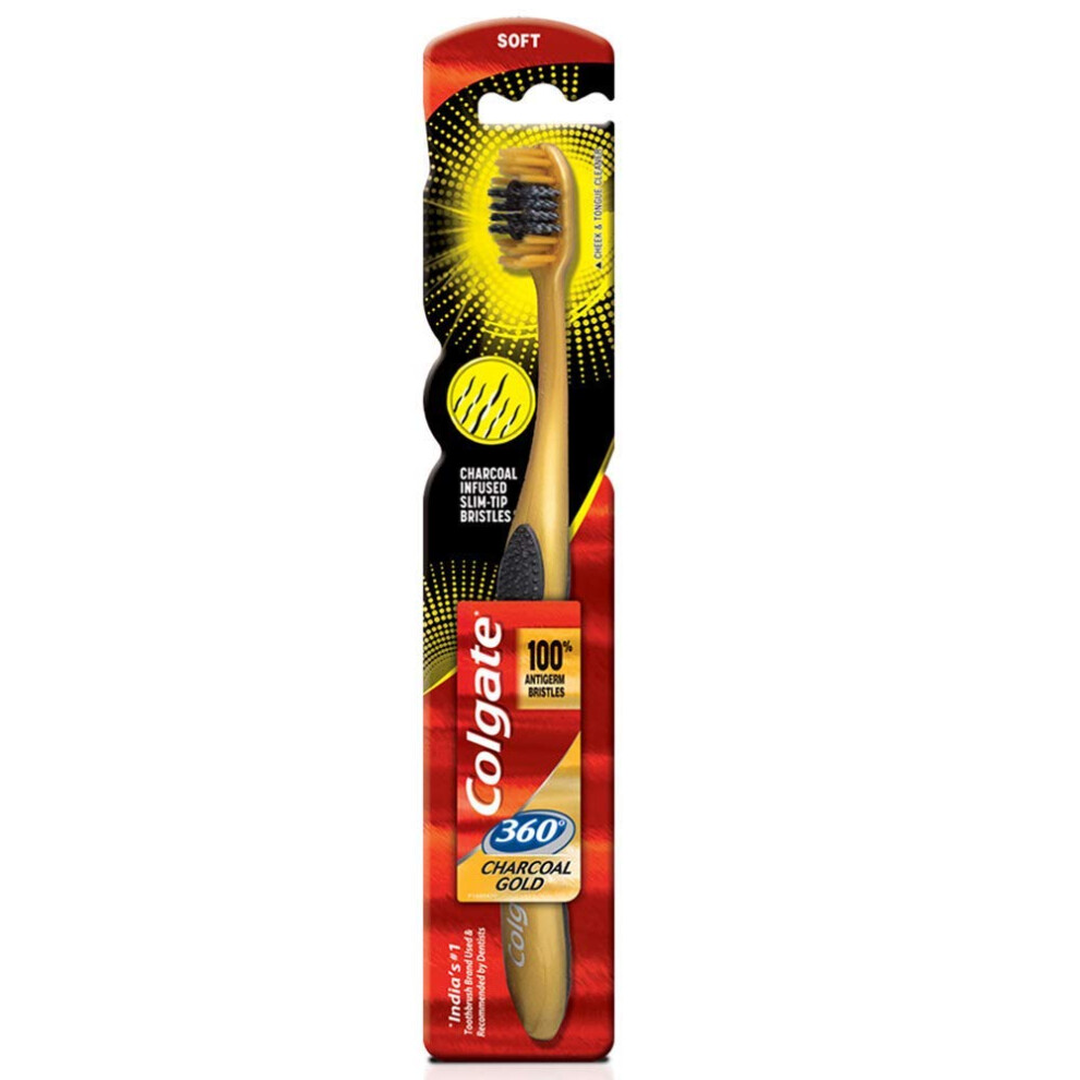 Toothbrush 360 Degree Charcoal Gold Soft Bristles