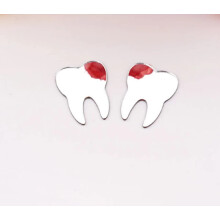50pcs of DIY Teeth Shape Wall Mirror Sticker, Dental Care Mirrored Teeth Decals for Dentist Clinic Party Decoration (Small, Silver Mirror)