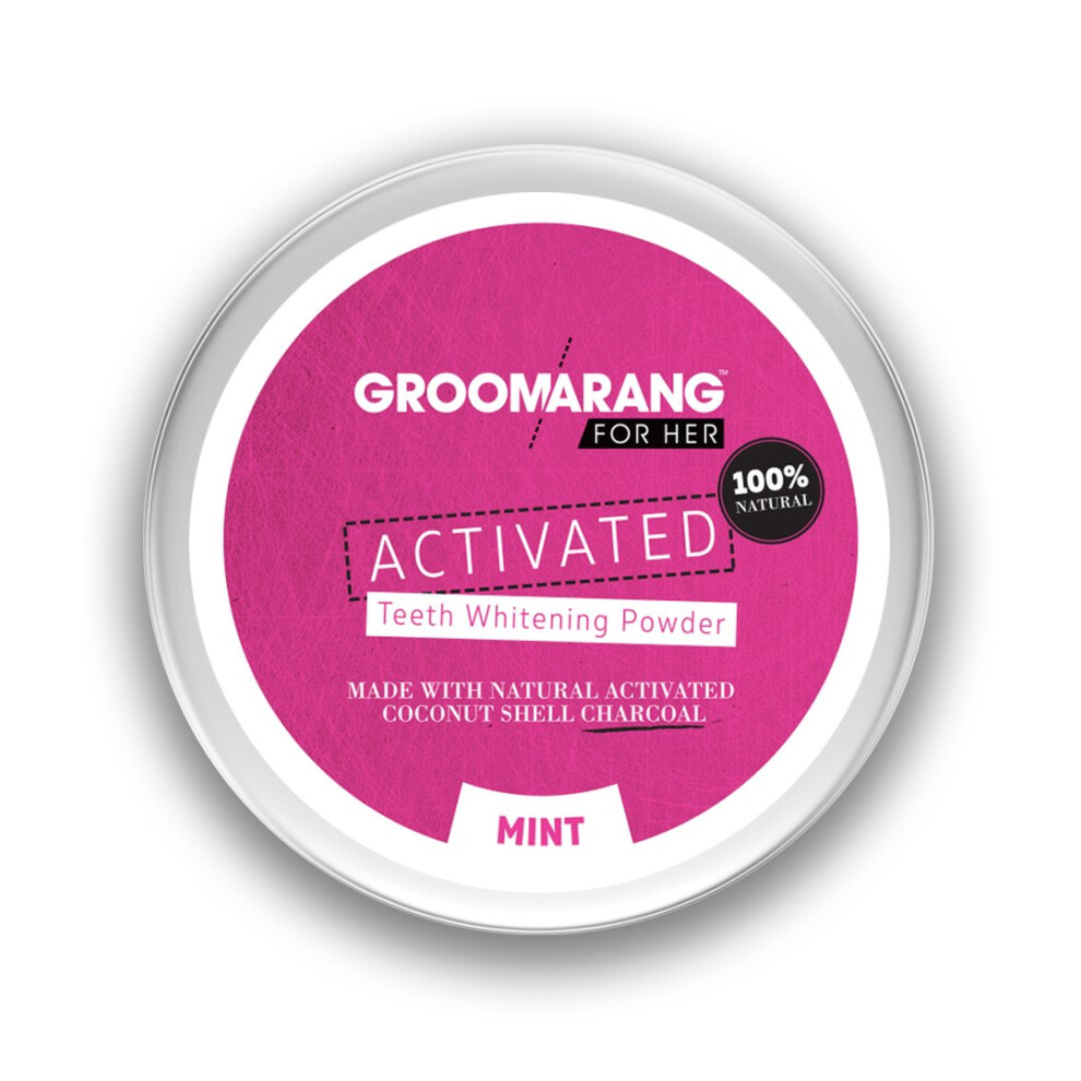 Groomarang For Her Activated Teeth Whitening Powder Charcoal And Coconut Shell Mint For Her 50G
