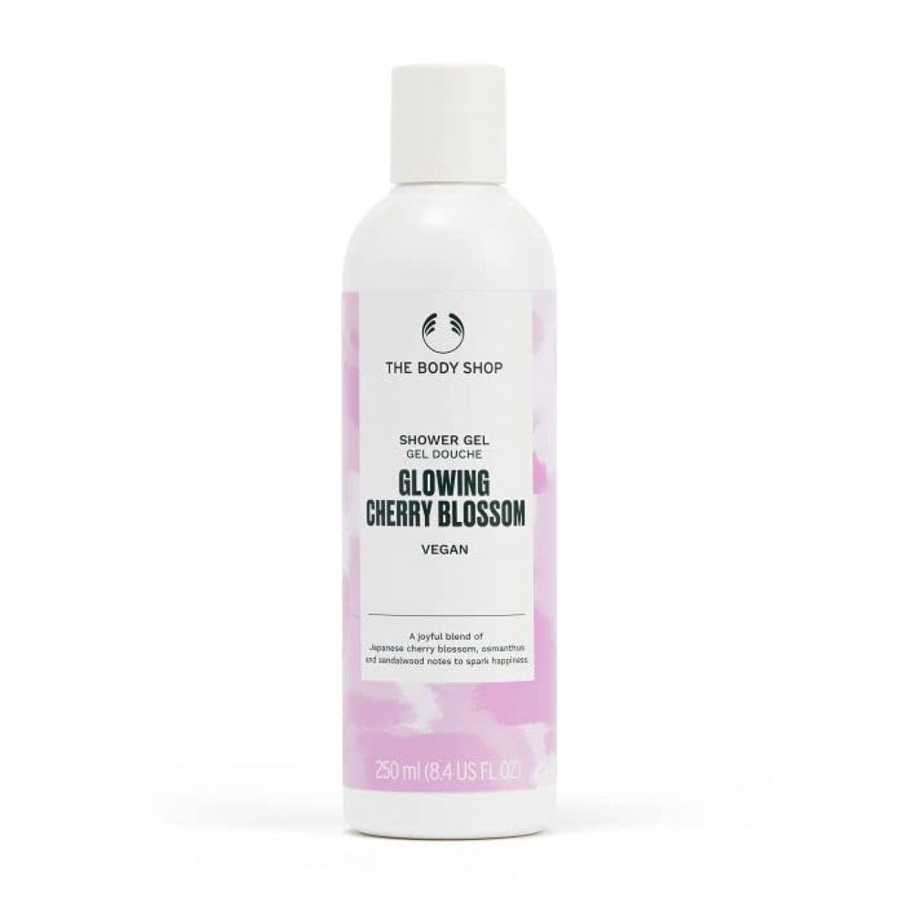 Glowing Cherry Blossom Shower Gel, Vegan and Certified Product, 92% Natural Ingredients, Floral Fragrance, Recycled Plastic Bottle, 250 ml