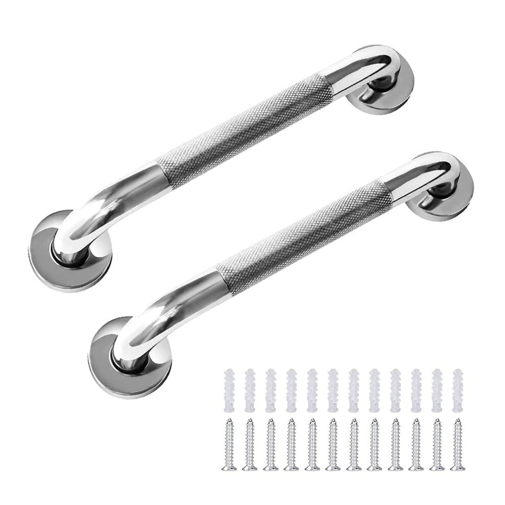 2 Pack Bath Safety Grab Rail, 12 Inch Stainless Steel Grab Bar, Chrome Stainless Steel Bathroom Grab Bar,Safety Hand Rail Support,Handicap Elderly