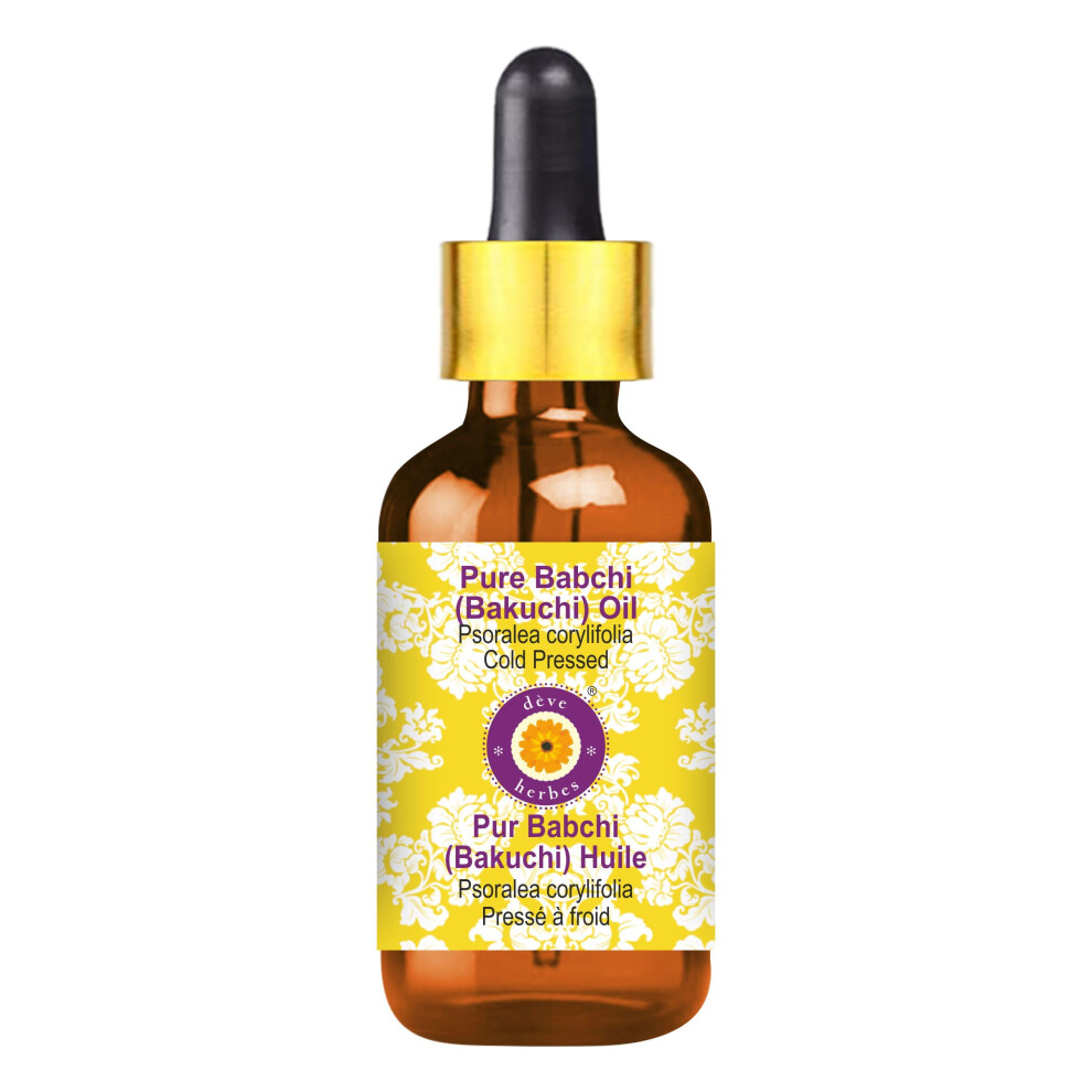 Deve Herbes Pure Babchi Oil (Psoralea Corylifolia) With Glass Dropper 100% Natural Therapeutic Grade Cold Pressed For Personal Care 50Ml (1.69 Oz)