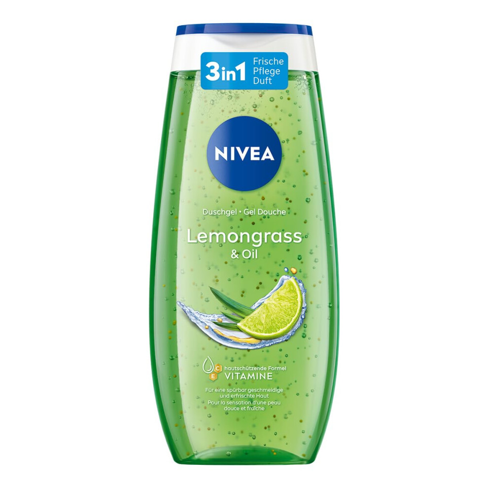 Lemongrass & Oil Shower Gel (250ml), pH Neutral for Skin, Vibrant Lemongrass Fragrance, pampers shower with nourishing oil beads