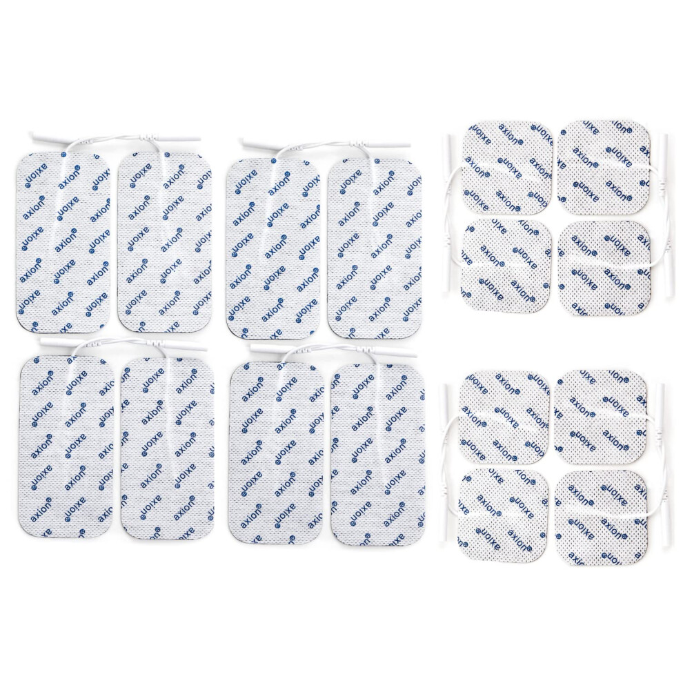 Axion Pack Of 16 Electrodes. Square Self-Adhesive Pads Of Various Sizes For Tens Ems Units With 2Mm Connection. Pads For Pain Treatment, Muscle Growth,