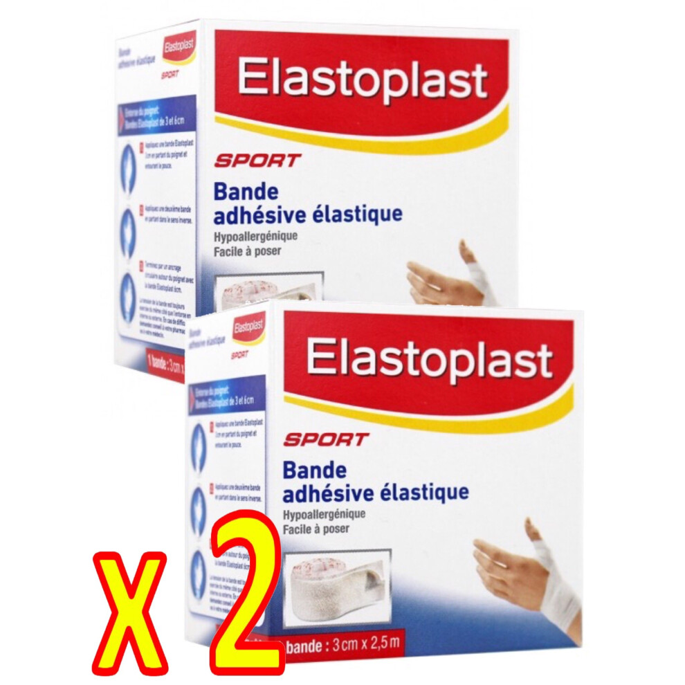 Sport - Elastic Adhesive Tape - for Flexible compressions - Pack of 2 Bands 3 cm x 2.5 m (3/2)