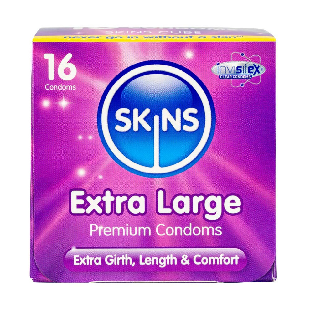 Skins Extra Large Condoms Multipac,Safe With Natural Look That Feels Like Real Skin, Pack Of 16